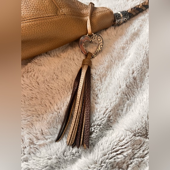 Brighton Hobo Barbados Handbag Bronzed Brown Pebbled Leather Braided PreLoved - Picture 4 of 15